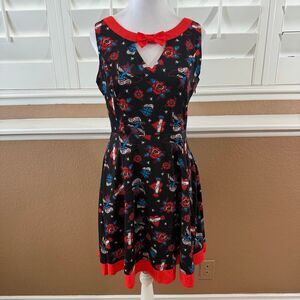 Banned Apparel Regret Nothing Bow Dress Sz S Rockabilly Retro Fit Americana Alt